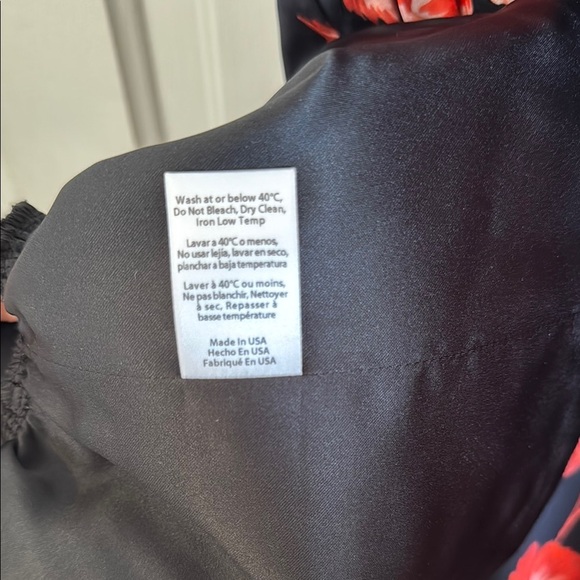 Autumn Adeigbo// Floral Black and Red Zoe Asymmetrical Ruffle Hem Dress - Picture 9 of 10